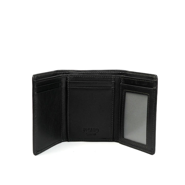 Picard Brooklyn Men's Trifold Leather Wallet with Card Window ( Black)