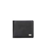 Picard Saffiano Men's Leather Bifold Wallet with Centre Flap And 14 Card Slots Including 1 ID Card Window(Black)