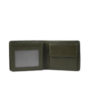 Picard Saffiano Men's Bifold Leather Wallet with Centre Card Flap and Coin Pouch (Military Green)