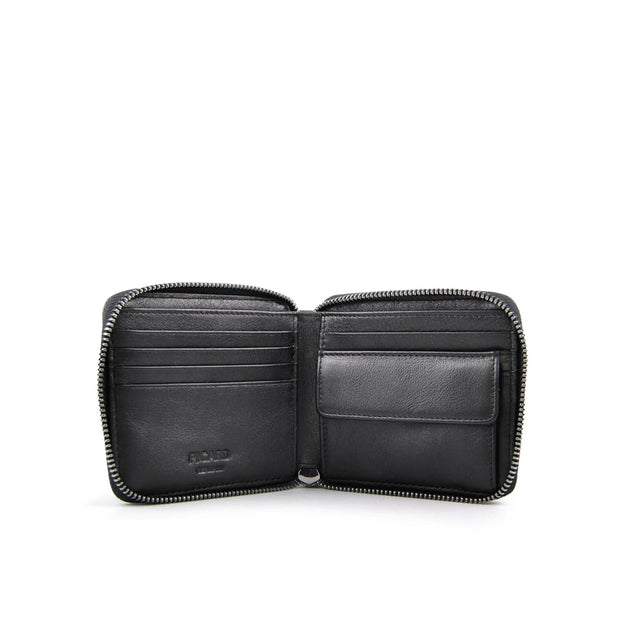 Picard Saffiano Men's Leather Zip Around Wallet With Coin Pouch (Black)