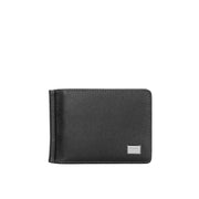 Picard Saffiano Men's Bifold  Leather Wallet with Card Window and Money Clip (Black)