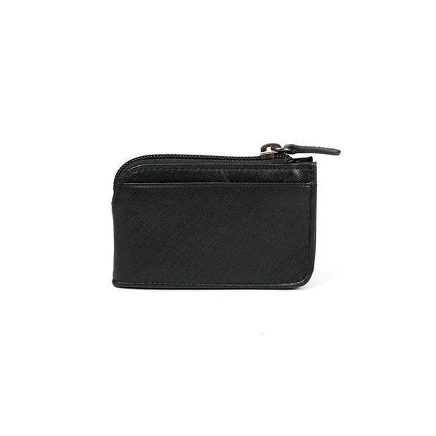 Picard Saffiano Leather Coin Pouch with Key Ring (Black)