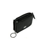 Picard Saffiano Leather Coin Pouch with Key Ring (Black)