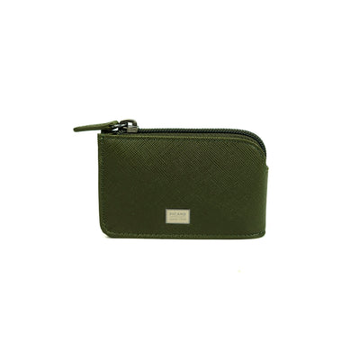 Picard Saffiano Men's Leather Coin Pouch with Key Ring (Military Green)