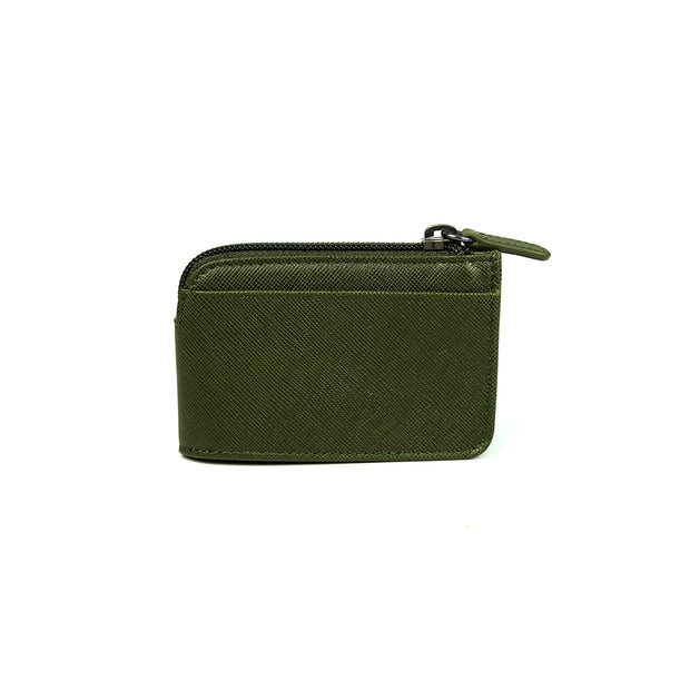 Picard Saffiano Men's Leather Coin Pouch with Key Ring (Military Green)