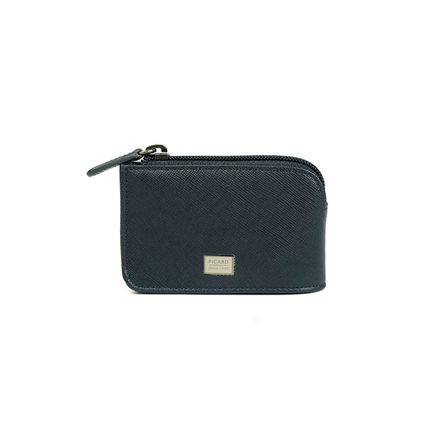 Picard Saffiano Men's Leather Coin Pouch with Key Ring (Navy)