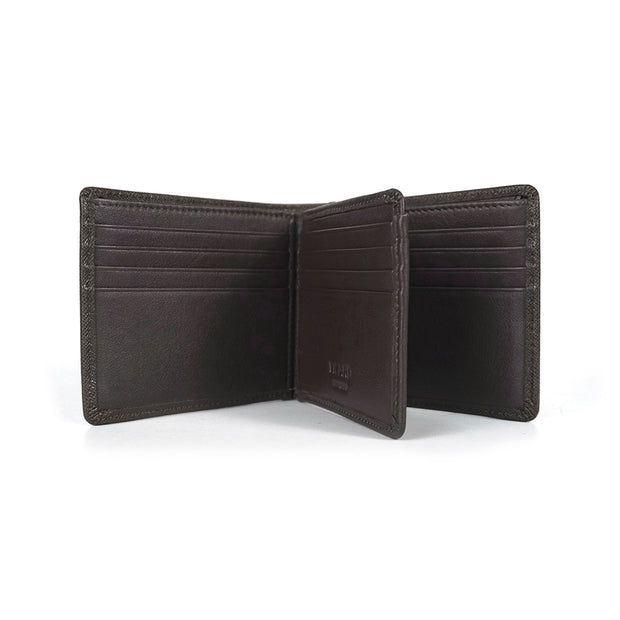 Saffiano Men's Bifold Leather Wallet with Centre Flap (Cafe)