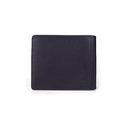 Saffiano Men's Bifold Leather Wallet with Centre Flap (Navy)