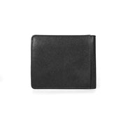 Picard Saffiano  Men's Bifold  Leather Wallet with Centre Cards Flap and Coin Pouch With External Back Slot(Black)