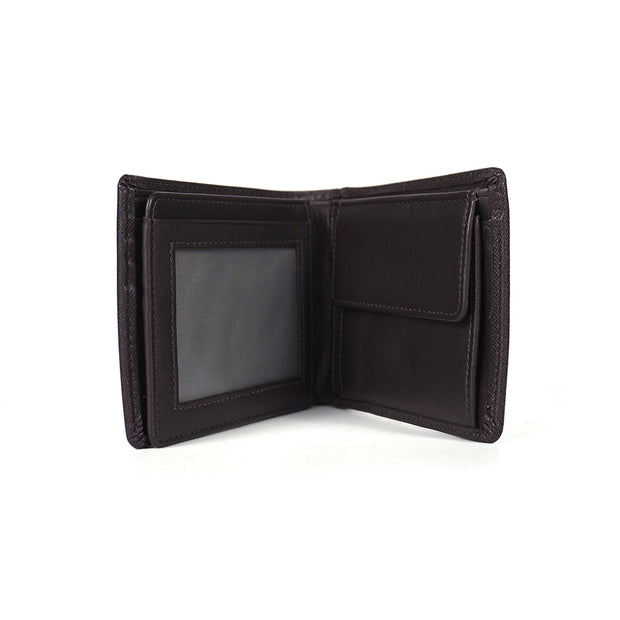 Picard Saffiano Men's Bifold Leather Wallet with Centre Flap (Cafe)