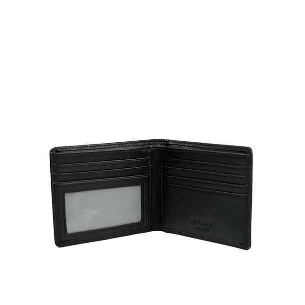 Picard Saffiano Men's Bifold Leather Wallet with Card Window (Black)