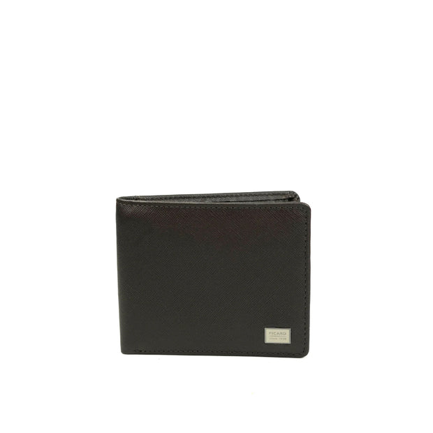 Picard Saffiano Men's Bifold Leather Wallet with 6 Card Slots, 1 ID Window and External Back Slot (Cafe)