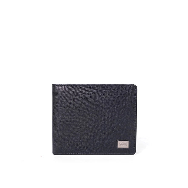 Picard Saffiano Men's Bifold Leather Wallet with Card Window (Navy)