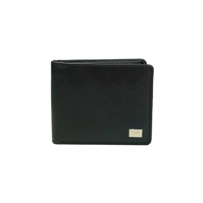 Picard Saffiano Men's Bifold Leather Wallet with Coin Compartment (Black)