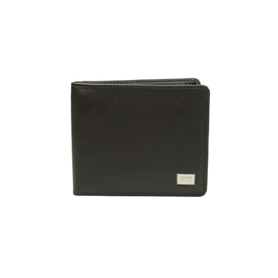 Saffiano Men's Bifold Leather Wallet with Coin Compartment (Cafe)