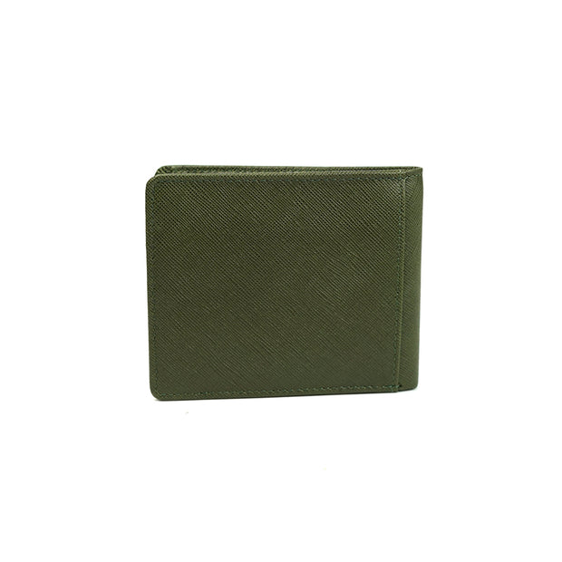 Picard Saffiano Men's Bifold Leather Wallet with Coin Compartment (Military Green)