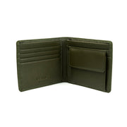 Picard Saffiano Men's Bifold Leather Wallet with Coin Compartment (Military Green)