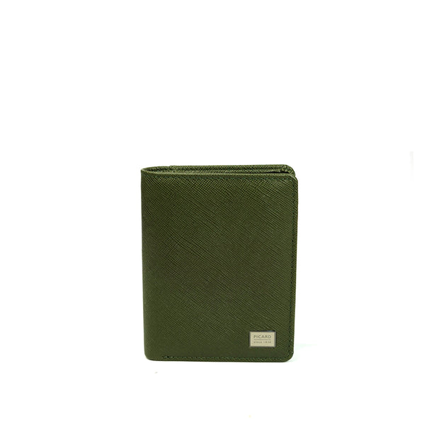 Picard Saffiano Bifold Leather Wallet with Card Window (Military Green)