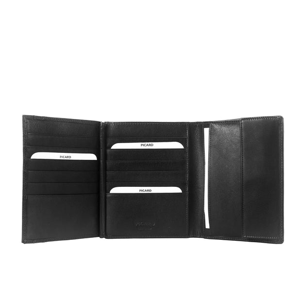 Picard Brooklyn Leather Passport Holder with Flap (Black)