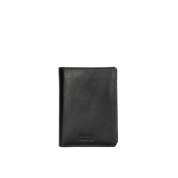 Picard Brooklyn Men's Trifold Leather Wallet With Coin Compartment (Black)