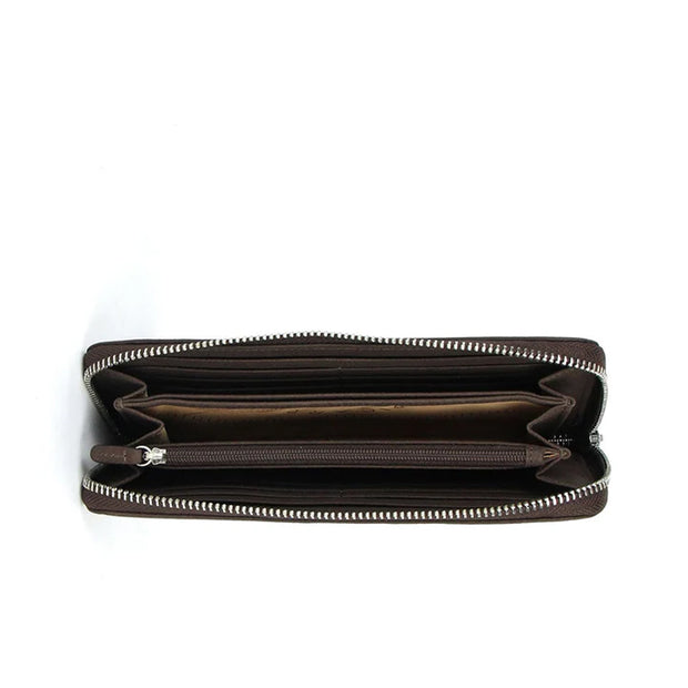 Picard Long Zip Around  Wallet in Buffalo Leather (Cafe Burgundy)