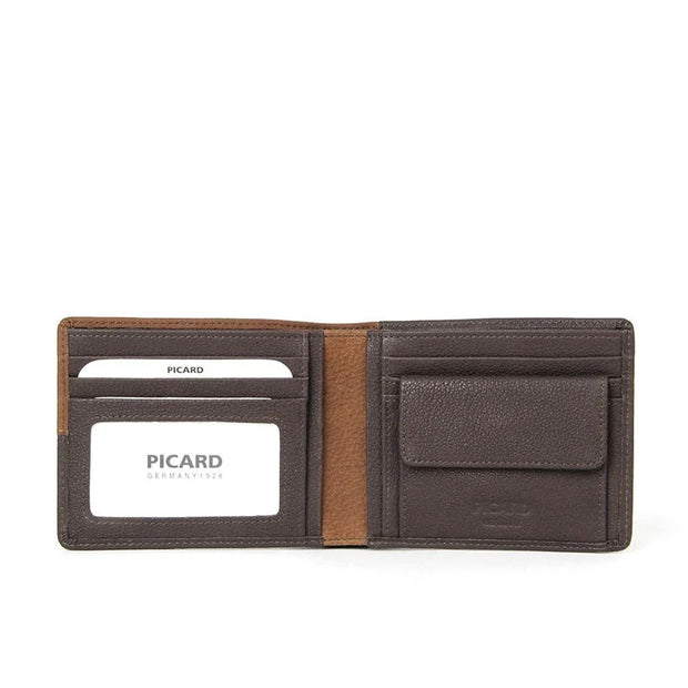 Picard Dallas Men's Leather Wallet with Card Window and Coin Pouch (Khaki & Tan)