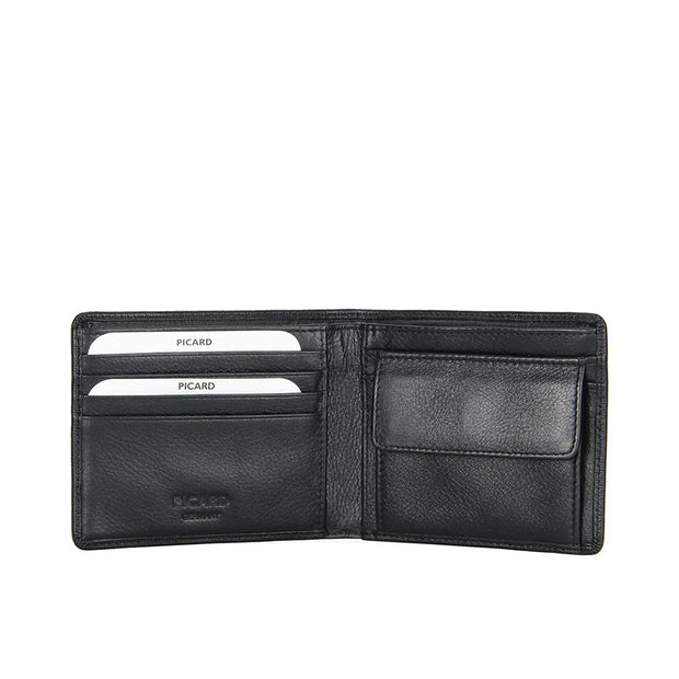 Picard Saffiano Men's  Leather Wallet with Coin Pouch (Black)