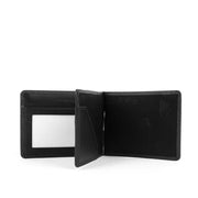 Picard Saffiano Men's Bifold  Leather Wallet with Card Window and Money Clip (Black)