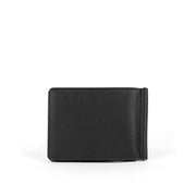 Picard Saffiano Men's Bifold  Leather Wallet with Card Window and Money Clip (Black)