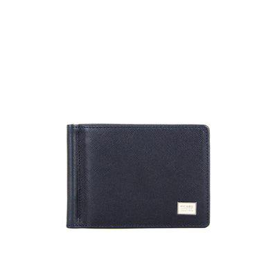 Picard Saffiano Men's Bifold  Leather Wallet with Money Clip (Navy)