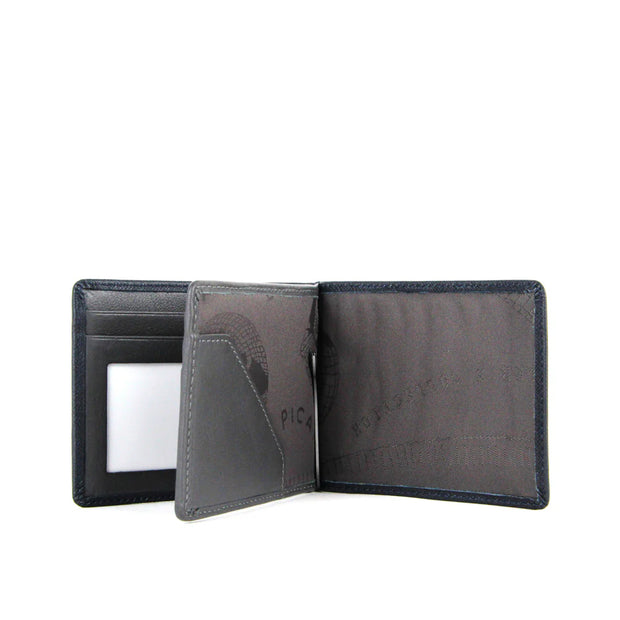 Picard Saffiano Men's Bifold  Leather Wallet with Money Clip (Navy)