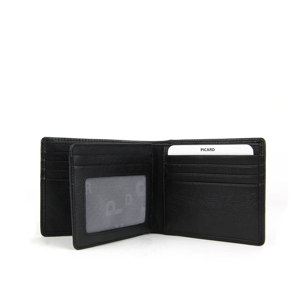 Picard Urban Men's Bifold Leather Wallet with Centre Flap and Window Slot (Black)