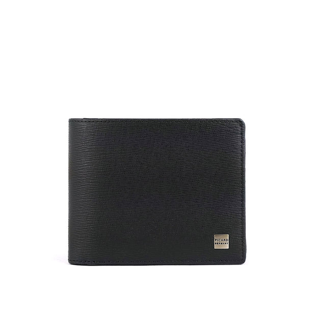 Picard Charles Men's Bifold Leather Flap Wallet with Coin Pouch (Black)