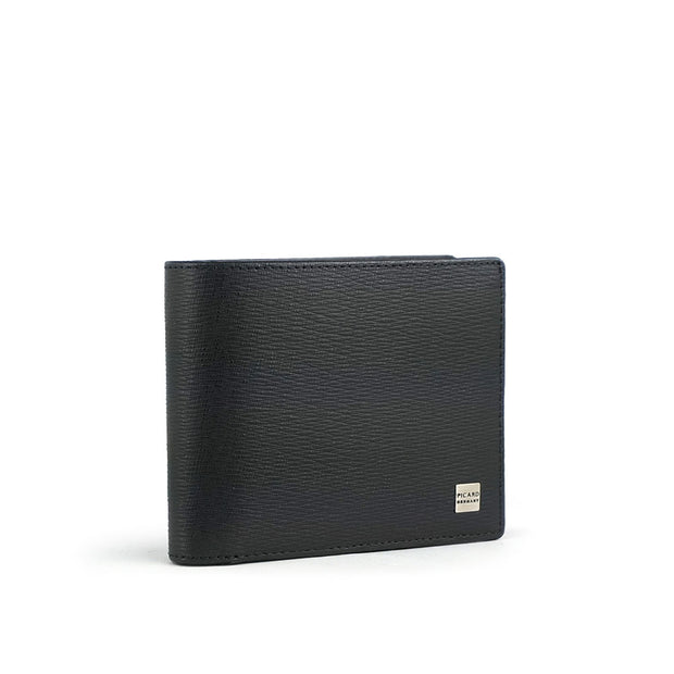 Picard Charles Men's Bifold Leather Flap Wallet with Coin Pouch (Black)