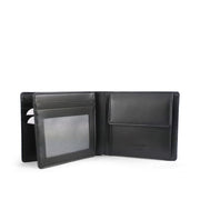 Picard Charles Men's Bifold Leather Flap Wallet with Coin Pouch (Black)